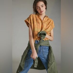 Anthropologie Pilcro The‎ Serena Surf Henley Blouse Women’s Size Small